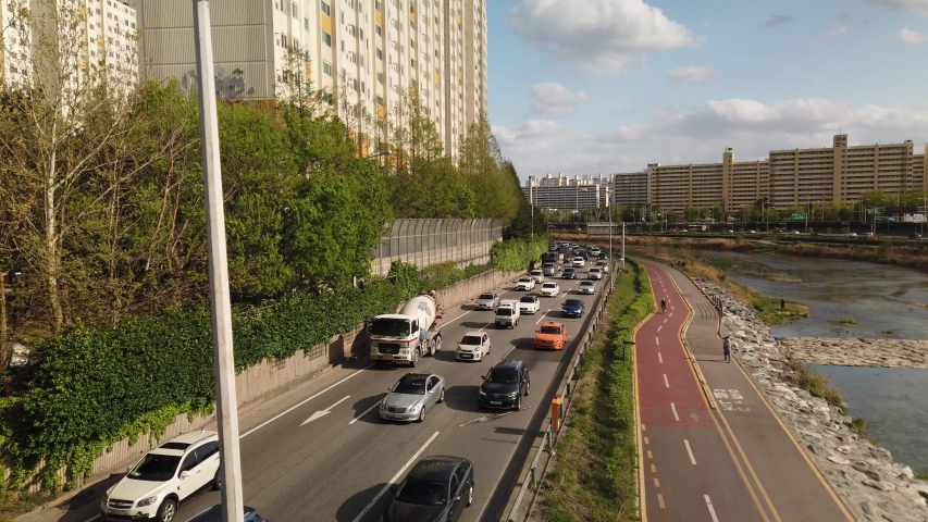 Traffic jam in Seoul, the capital of Korea