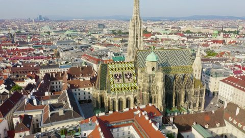 Vienna, Austria. St. Stephen's Cathedral (Germany: Stephansdom). Catholic Cathedral - the national symbol of Austria, Aerial View