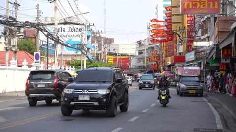 Car traffic on the street of Pattaya. Pattaya Thailand March 2020