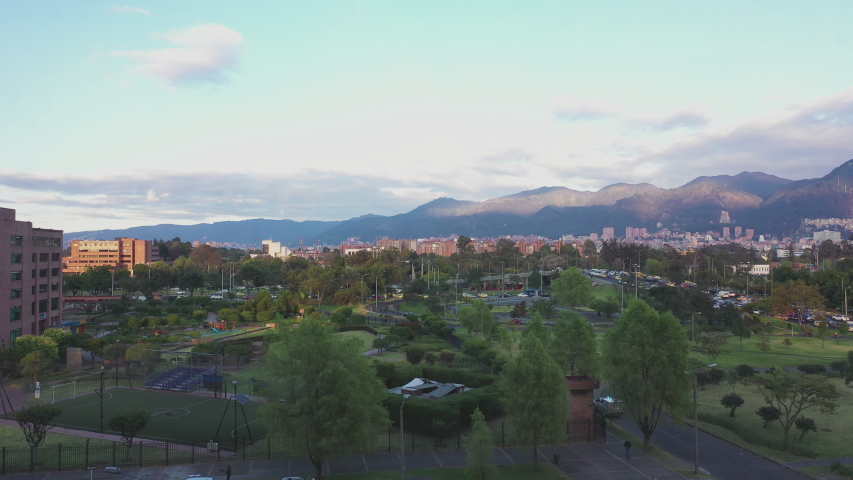Bogota skyview cityscape in the evening. Colombia.