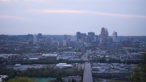 4K Footage of Cincinnati Skyline at Sunrise