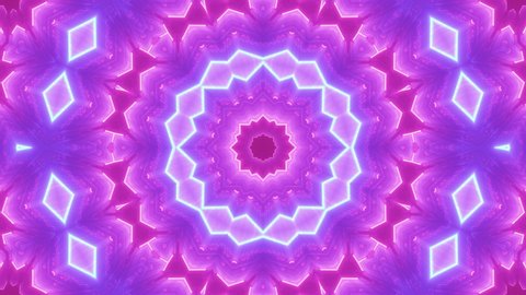Pink and Purple Kaleidoscope Changing Floral Geometric Pattern, 3D Motion
