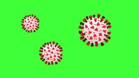 Seamless loop video of Coronavirus particles moving in green screen background 