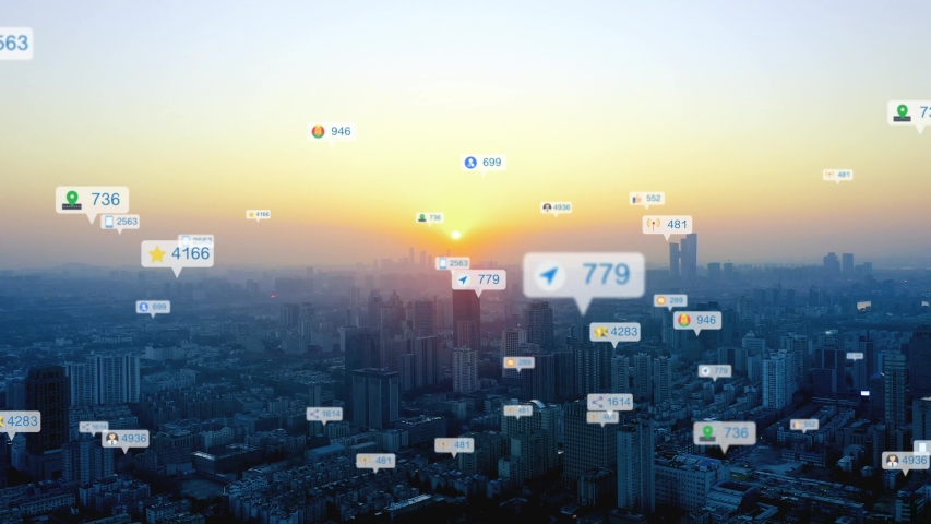 Modern city with wireless network connection concept | Shutterstock HD Video #1050992848