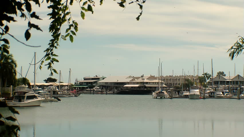 Cullen Bay Marina in Darwin looking toward the moorings, shops and restaurants