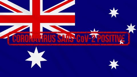 Australia swaying flag stamped with positive response to COVID-19, loop