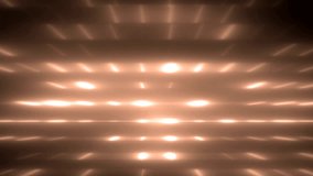 Bright beautiful orange flood lights disco background with glitter stars. Light seamless background. Seamless loop. More videos in my portfolio.