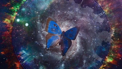 Butterfly and galaxy inside circle of fire