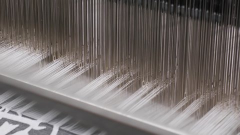 Weaving loom industrial textile production at work