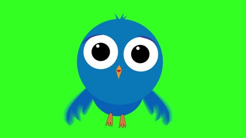 Animated bird flying on a green screen Child Like Draw of a Bird Animation Isolated Green Chroma Key With Eyes Moving Wings for compositing onto your footage. Endless Loop 2D Anim