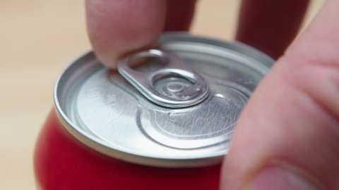 Refreshing Soda Pop Can Drink Opening in Super Slow Motion 