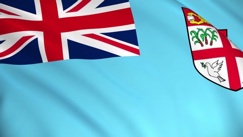 Fiji National Flag - 4K seamless loop animation of the Fijian flag. Highly detailed realistic 3D rendering