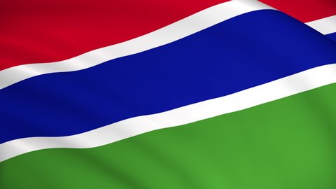 The Gambia National Flag - 4K seamless loop animation of the 	Gambian flag. Highly detailed realistic 3D rendering