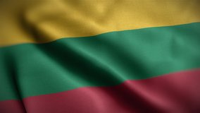 Waving flags of Lithuania close-up. Digital render. Realistic animation. Loop video. Full HD