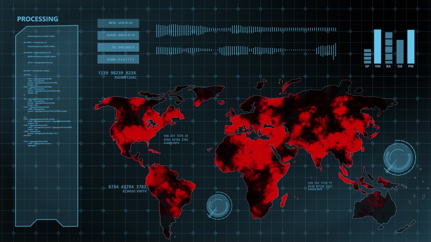 World map business crisis financial business user interface futuristic technology monitor screen background and science lab 3D render Corona virus infect count number warning health care alert map - Powered by Shutterstock - Get 15% off with code: PIKWIZARD15