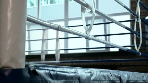 Boxing Ring Ropes Blurred Background at Urban Gym