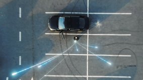 Visualization of Global Information Network. Technology Lines Flows into Digital Communication Space from Mobile Smart Phone. Businessman Uses Gadget in Parcking to Connect Internet. Aerial Drone - Powered by Shutterstock - Get 15% off with code: PIKWIZARD15