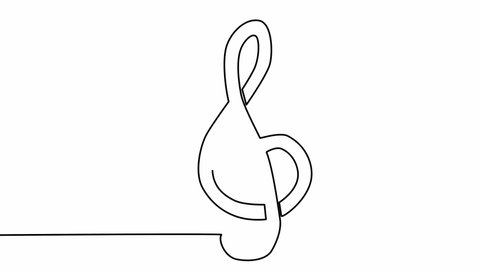 Self-drawing animation continuous drawing one line treble clef.
