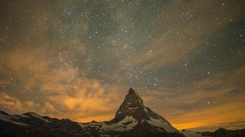 Matterhorn mountain landscape blue footage