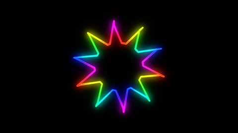 4K Animation abstract digital flashy neon glow color moving star. Seamless background motion screen. Looped animation in transparent background to suit all your projects.
