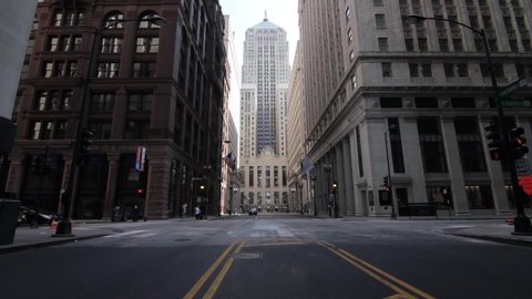 Chicago, IL / USA - April 21st 2018 :Empty downtown Chicago