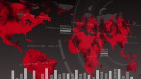 World map business stock market crash finance crisis cause COVID Corona virus epidemic, 3D digital user interface futuristic monitor blur map background with data bar graph motion 
 - Powered by Shutterstock - Get 15% off with code: PIKWIZARD15