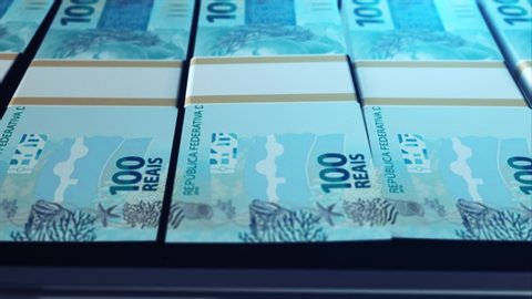 Packs of Brazilian Real Money - Banknotes 100 Reais Dinheiro Notas