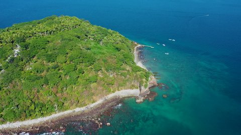 Aerial view of Coral Island in the coast of Rincon de Guayabitos village of Pacific Ocean in Nayarit state in Mexico