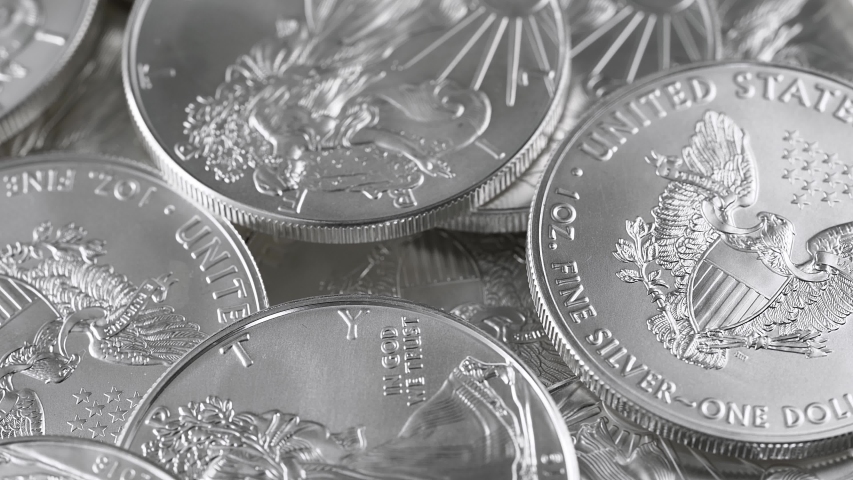 Fine Silver One Dollar Coins - 1oz Precious Metals Royalty-Free Stock Footage #1051177897