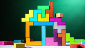 House is building with colourful wooden blocks, stop motion, animation. The concept of logical thinking. - Powered by Shutterstock - Get 15% off with code: PIKWIZARD15