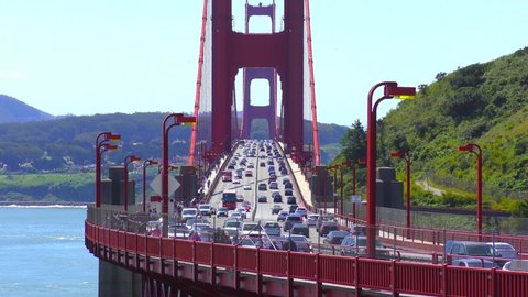 Traffic on the Golden Gate Bridge, San Francisco, California, USA, circa April 2017