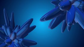 Animated 3d illustration of blue objects that randomly change shape. used as a background for the design
