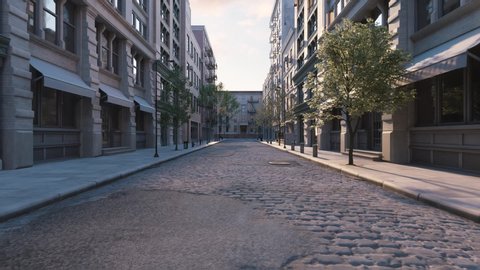 Empty european city. Empty city streets during a pandemic. Realistic 3d visualization