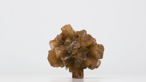 Close view of Arogonite mineral sample. Rotating front to back.