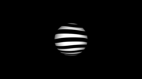 Abstract 3D sphere. 4K Minimal black 3D animation of a sphere with black and white wavy lines. Black minimalist design. Abstract black background. Minimal motion design.