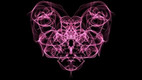 Live fractal heart shape pulsating, red heart on black background. Color intensity changing, seamless loop, full HD video