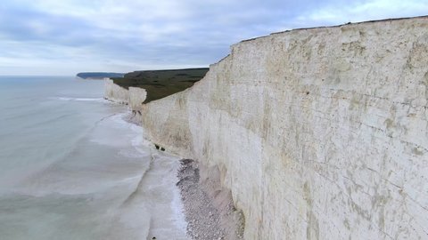 Seven Sisters - The white cliffs at the South coast of England -aerial photography