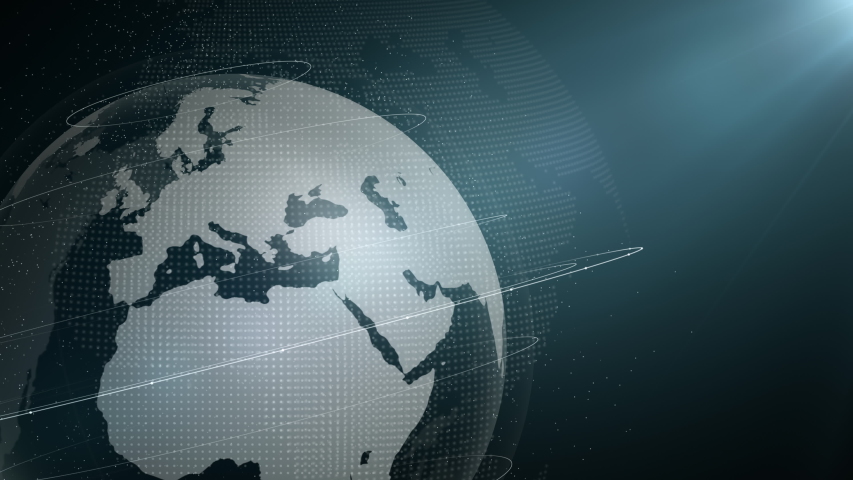White global rotating on black bakcground, Communication network concept, Technology background, 4k Resolution.
