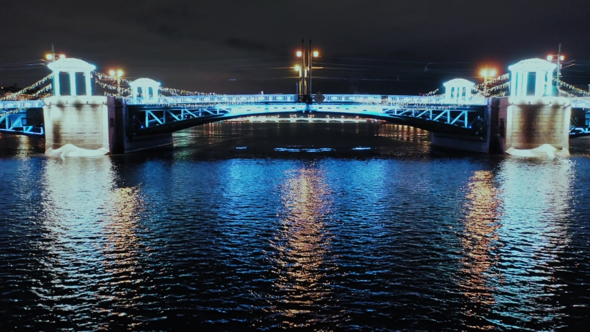 Aerial view of Palace bridge, St Petersburg, Russia
