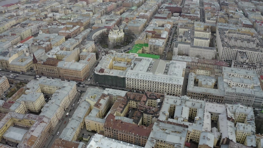 4k video color graded Saint Petersburg City aerial view, Russia, Europe
