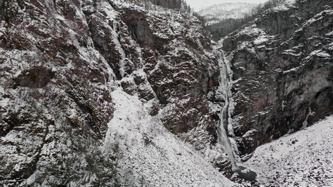 Stalheimsfossen waterfall in Naeroydalen valley, Norway
