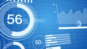 3D animated bar graphs and pie charts slick, clean, elegant white on blue background. Great for corporate presentations - Powered by Shutterstock - Get 15% off with code: PIKWIZARD15