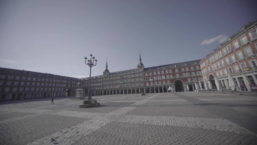 Plaza Mayor, Madrid, Empty during COVID-19 Lockdown