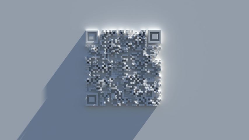 3d render of abstract QR code symbol with light effect. Daylight, long shadow. - Powered by Shutterstock - Get 15% off with code: PIKWIZARD15