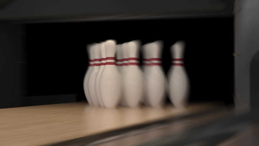 Bowling Strike in slow motion Royalty-Free Stock Footage #1051256437