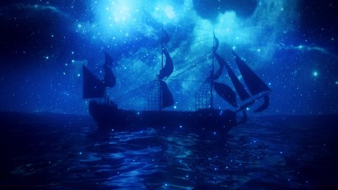 The Lonely Pirate in the Middle of The Ocean VJ Loop Background