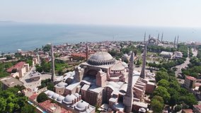 
The Hagia Sophia Mosque , ayasofya camii istanbul sunset,sunrise 4k aerial drone video inspire 2 x5sn