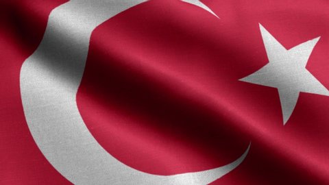 Closeup waving loop 4k National Flag of Turkey