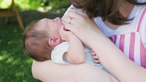 little child suck on breast mother Stock Footage Video (100% Royalty