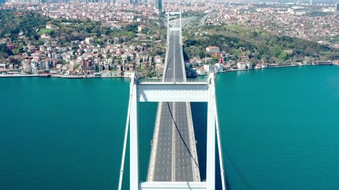 Pandemi in Istanbul, Fatih Sultan Mehmet Bridge view, Bosphorus, Istanbul, Turkey